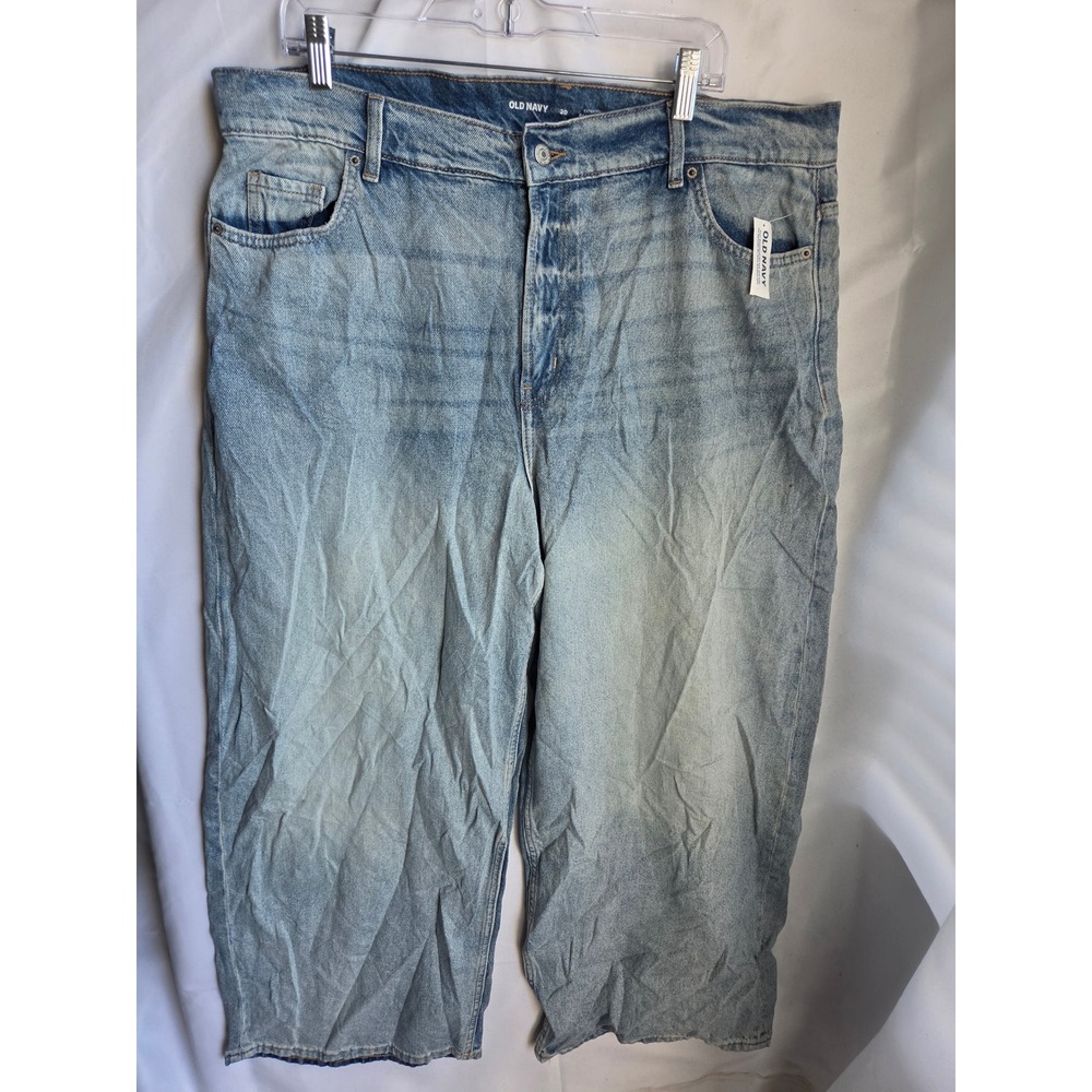 Old Navy Baggy Wide Leg Jeans Womens Blue Light Wash Baggy High Rise